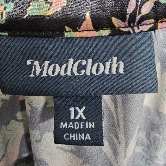 Modcloth Tank Peacock Art Deco Black Whimsigoth Goth Boho Floral 1X - Picture 8 of 11